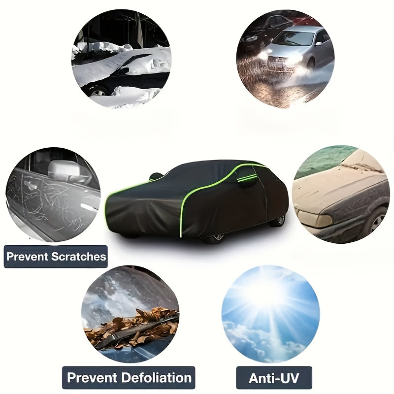 High-Grade Polyester Car Cover - Comprehensive Protection, Sun Protection, Thickened Rain And Snow Protection - Suitable for Most Vehicle Models, Black Outdoor Car Cover, Thickened Car Cover, for Vehicle Protection