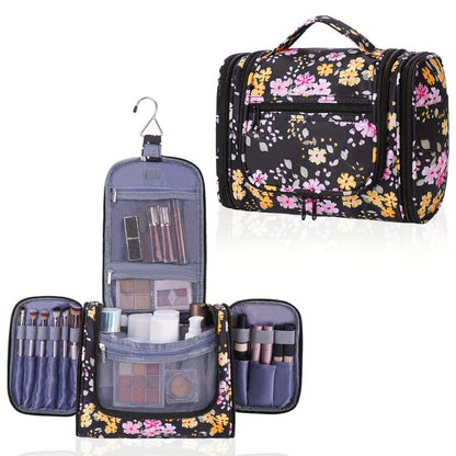 Hanging Toiletry Bag with Hook for Women Men Large Capacity Multi-Pocket Travel Shower Bag Cosmetic Makeup Organizer for Hotel Gym Camping 7 Prints Pink Black Leopard