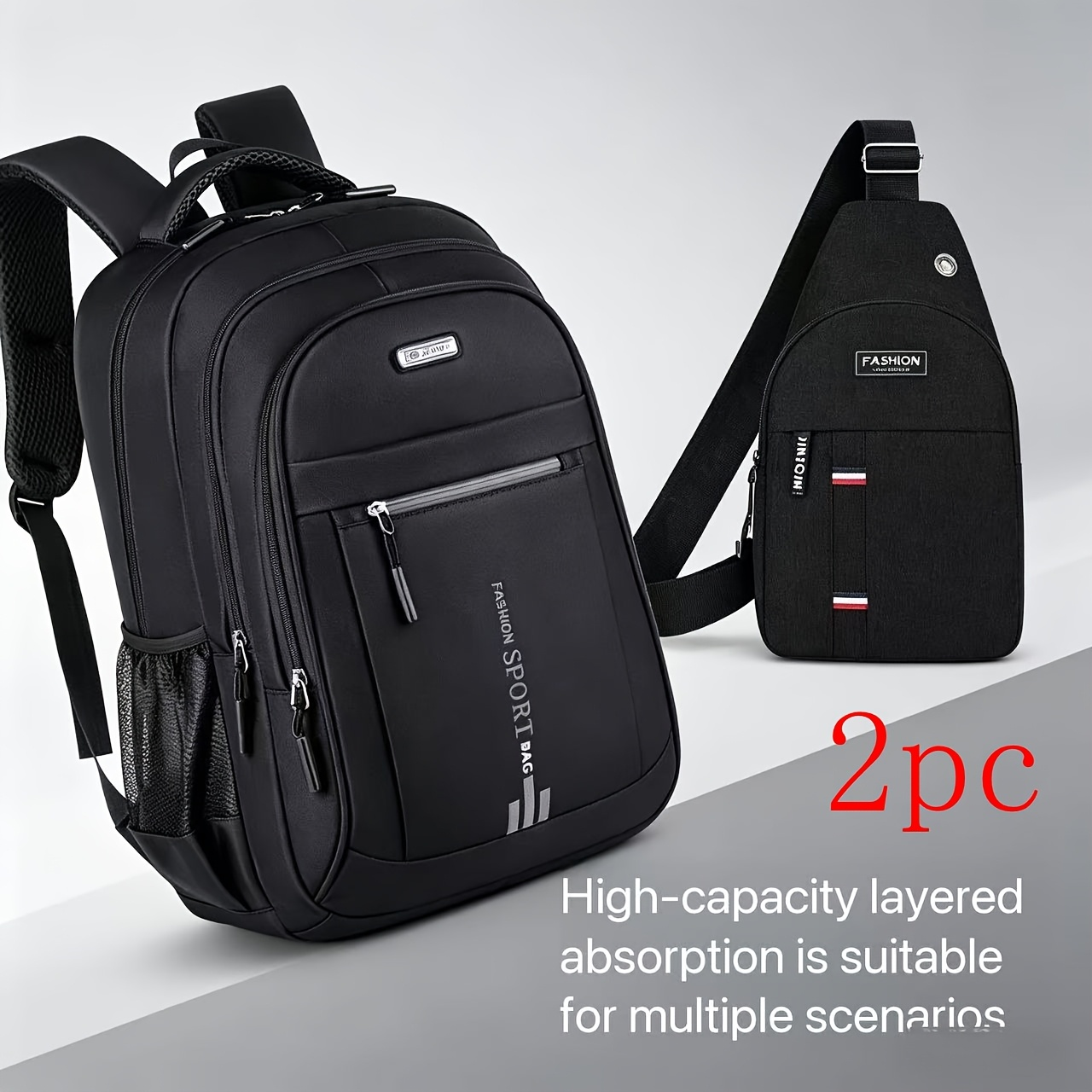 Business Travel Backpack for Men – Large Capacity Durable Nylon, Multi-Compartment, Adjustable Shoulder Straps, Dual-Purpose Campus & Work Bag | Available as Body Bag or Handbag & Shoulder Bag Set