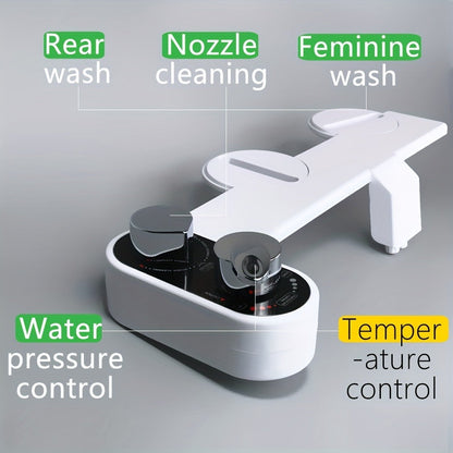 Bidet Attachment Hot and Cold Water – Dual Nozzle Non-Electric Toilet Seat Bidet, Rear & Feminine Wash, Self-Cleaning Retractable Nozzle, Adjustable Warm Water Pressure, Easy Install