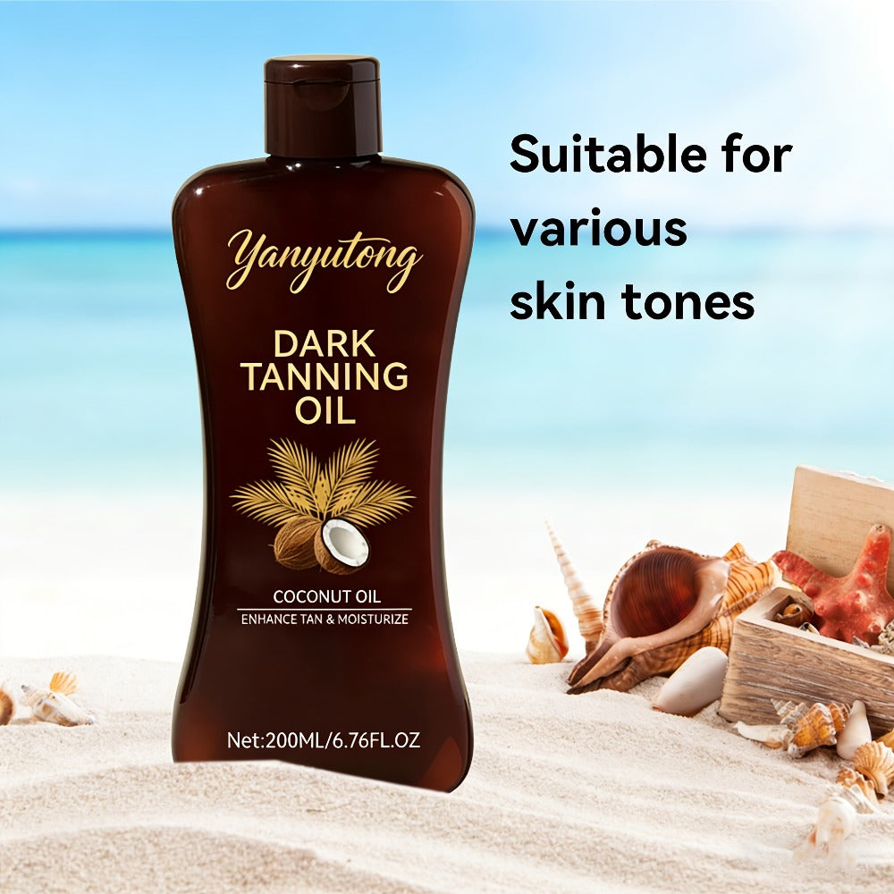 Sun Tanning Oil 200ml - Deep Golden Tan Accelerator Body Oil for Beach & Outdoor, Moisturizing & Nourishing Summer Skin Care for All Skin Types, Men & Women