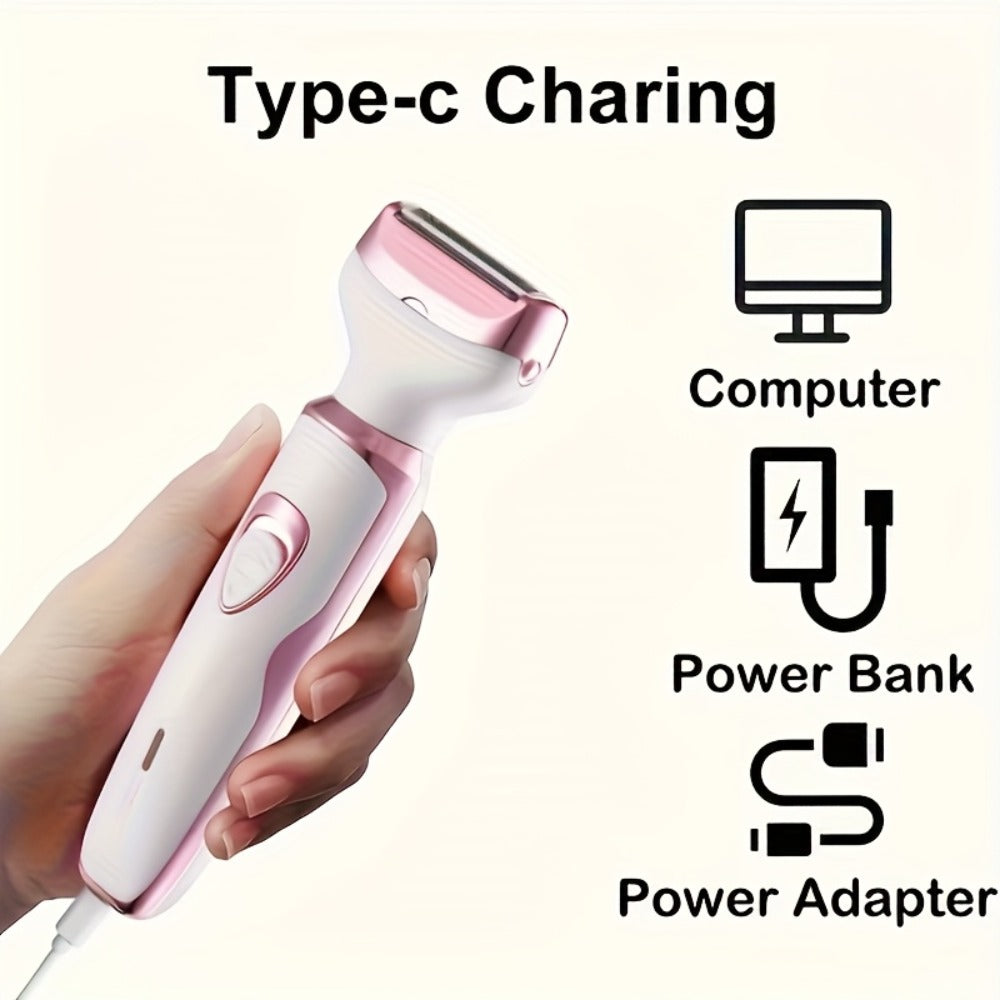 Electric Shaver for Women 4-in-1 Rechargeable Grooming Kit – Painless Hair Remover Eyebrow Trimmer Nose Hair Bikini Trimmer, Portable Body Hair Removal Face Legs Underarms, Beauty Gift for Her
