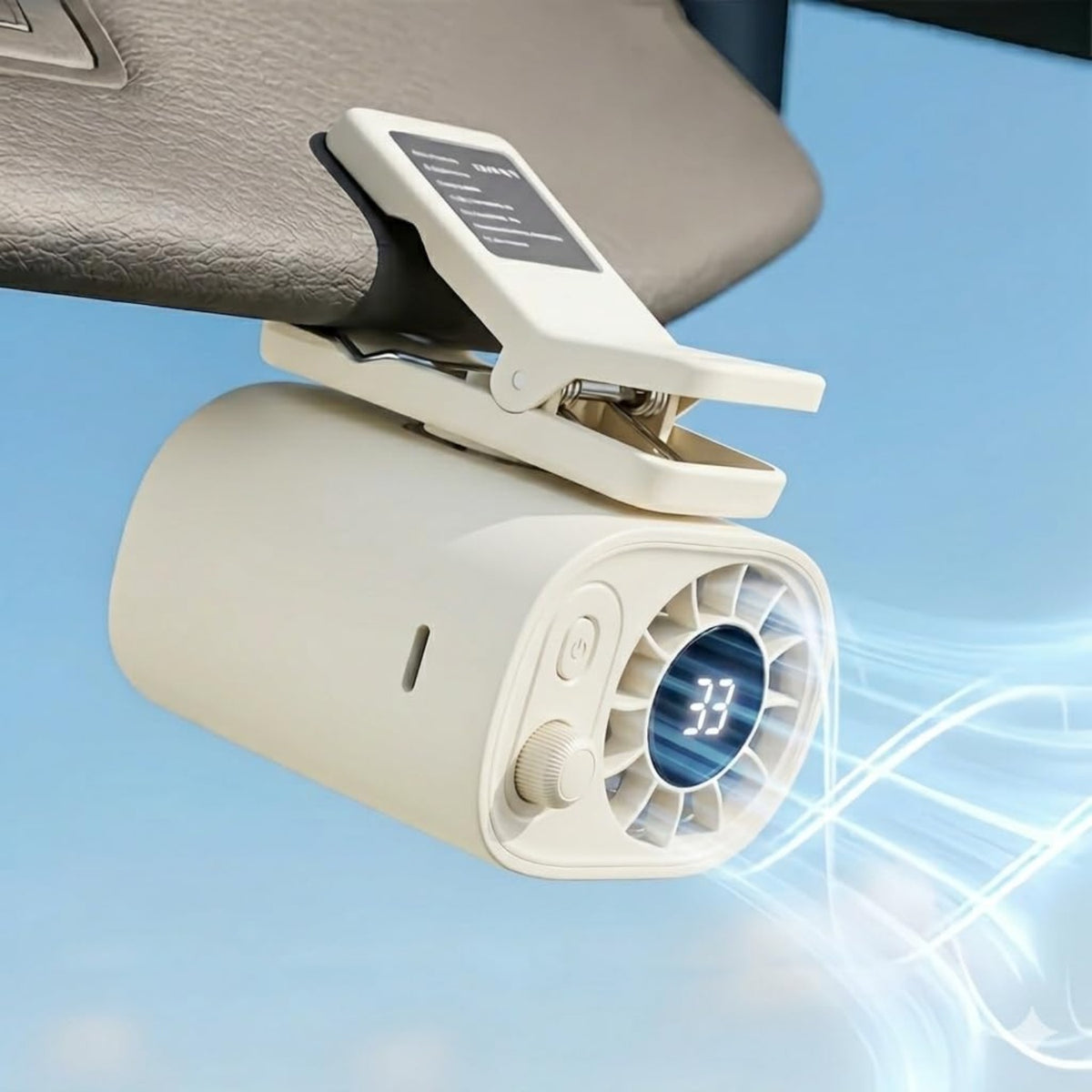 Car Clip-on Air Conditioning Fan, Cooler Compatible, 16 ° C Semi-Cooling, 5-Speed Adjustable USB Charging Fan, 360 ° Rotating Compact Car Fan for Dashboard (White)