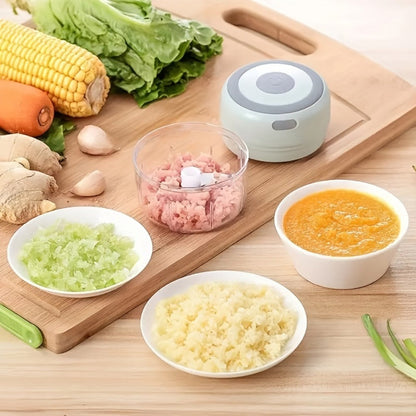 Mini Electric Garlic Chopper USB Rechargeable - Electric Food Chopper & Masher, Portable Garlic Crusher for Meat, Onion, Ginger & Herbs, 250ML / 8.45oz Kitchen Gadget in White, Green & Pink