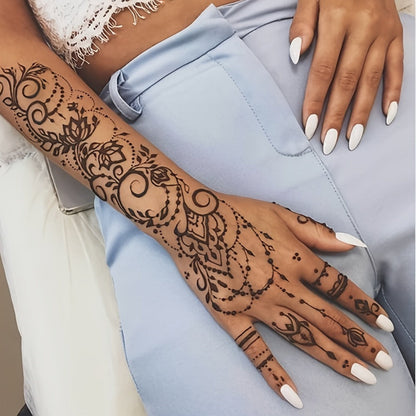 Temporary Tattoo Stencil Set 8 Sheets Reusable Hollow Floral Body Art Stencils for Airbrush Spray Paint Arms Hands Forearms Valentine Wedding Party Festival Gift Women