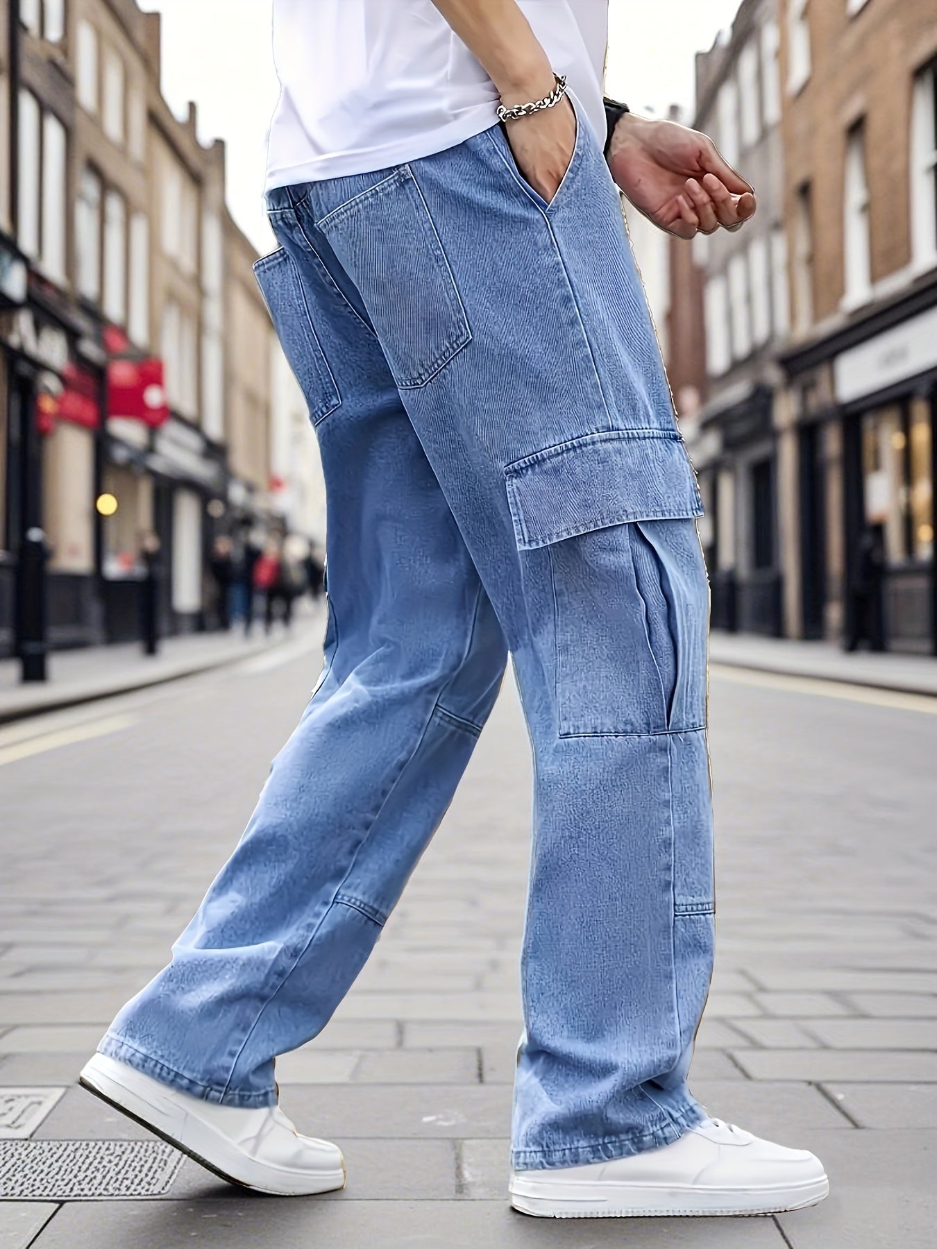 Men's Cargo Pants - Pocket Detail Wide Leg