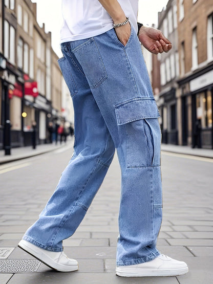 Men's Cargo Pants - Pocket Detail Wide Leg