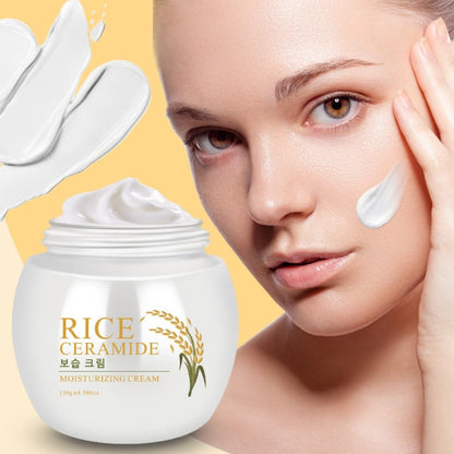 Rice Ceramide Moisturizing Face Cream 4.586oz - Deep Hydration with Rice Extract, Hyaluronic Acid & Ceramide | 24-Hour Nourishment | Day & Night | Dry & Sensitive Skin