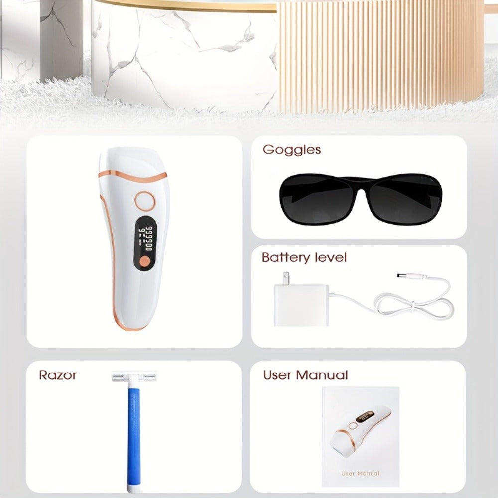 IPL Hair Removal Device for Women & Men, 999,000 Flashes Permanent Hair Remover with 3 Functions (HR/SC/RA), 9 Energy Levels, 2 Light Modes, Full Body Use – Face, Legs, Bikini, Underarms