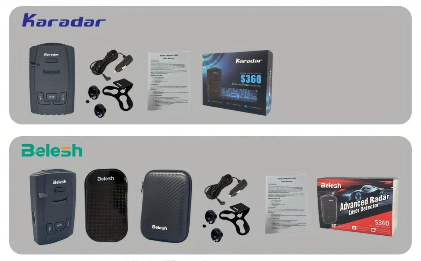 Radar Detector for Cars – S360 360° Long Range X/K/KA Band & Laser Detection with Voice Alerts, City Highway Mode, VG-2 Undetectable & Advanced False Alert Filter