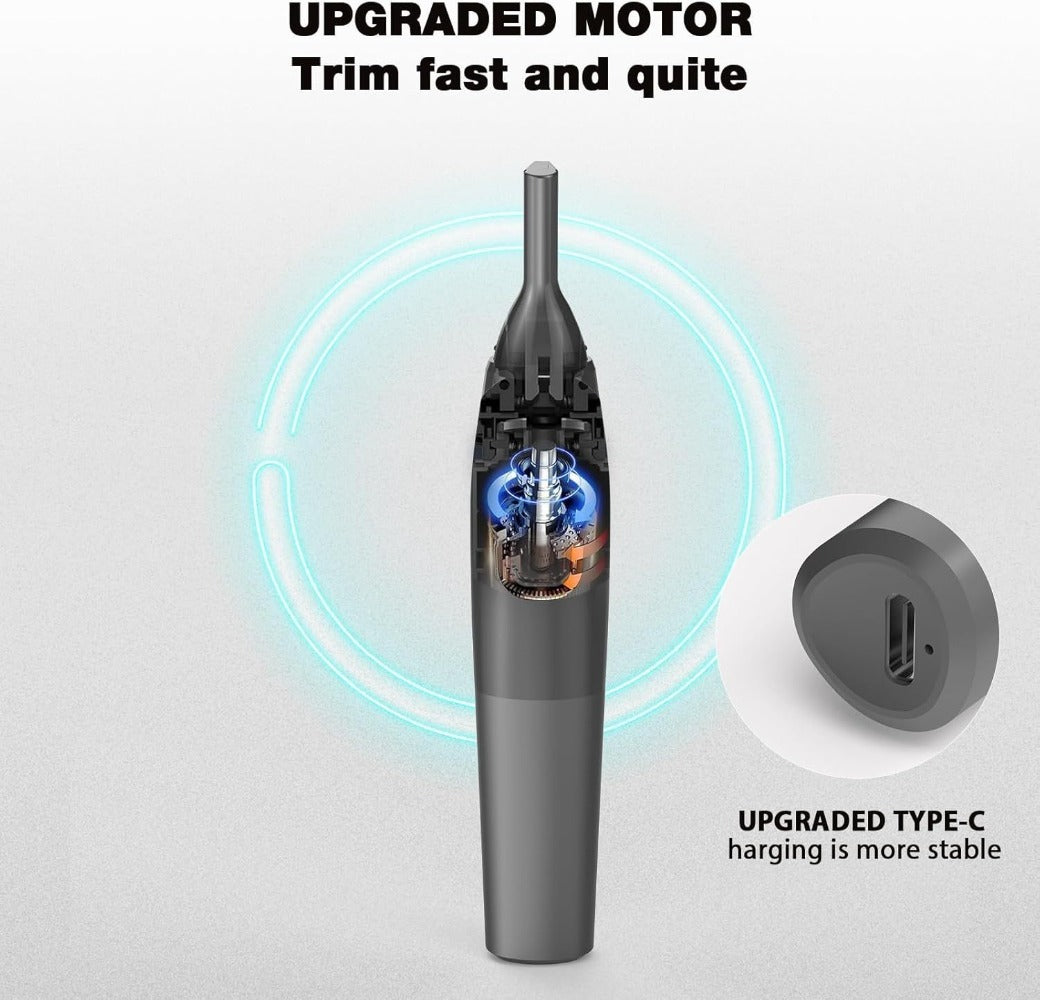 Rechargeable Eyebrow & Nose Ear Hair Trimmer for Men – Electric Detail Trimmer for Neckline Sideburns Eyebrows & Ear Hair, Cordless Grooming Tool for Men's Facial Hair, Grey