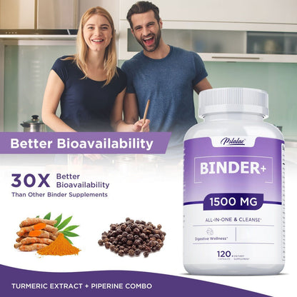 13-in-1 Binder Supplement 120 Capsules – Activated Charcoal, Zeolite & Bentonite Clay – Liver & Gut Health Support for Digestive Detox & Cleanse – Daily Wellness Formula