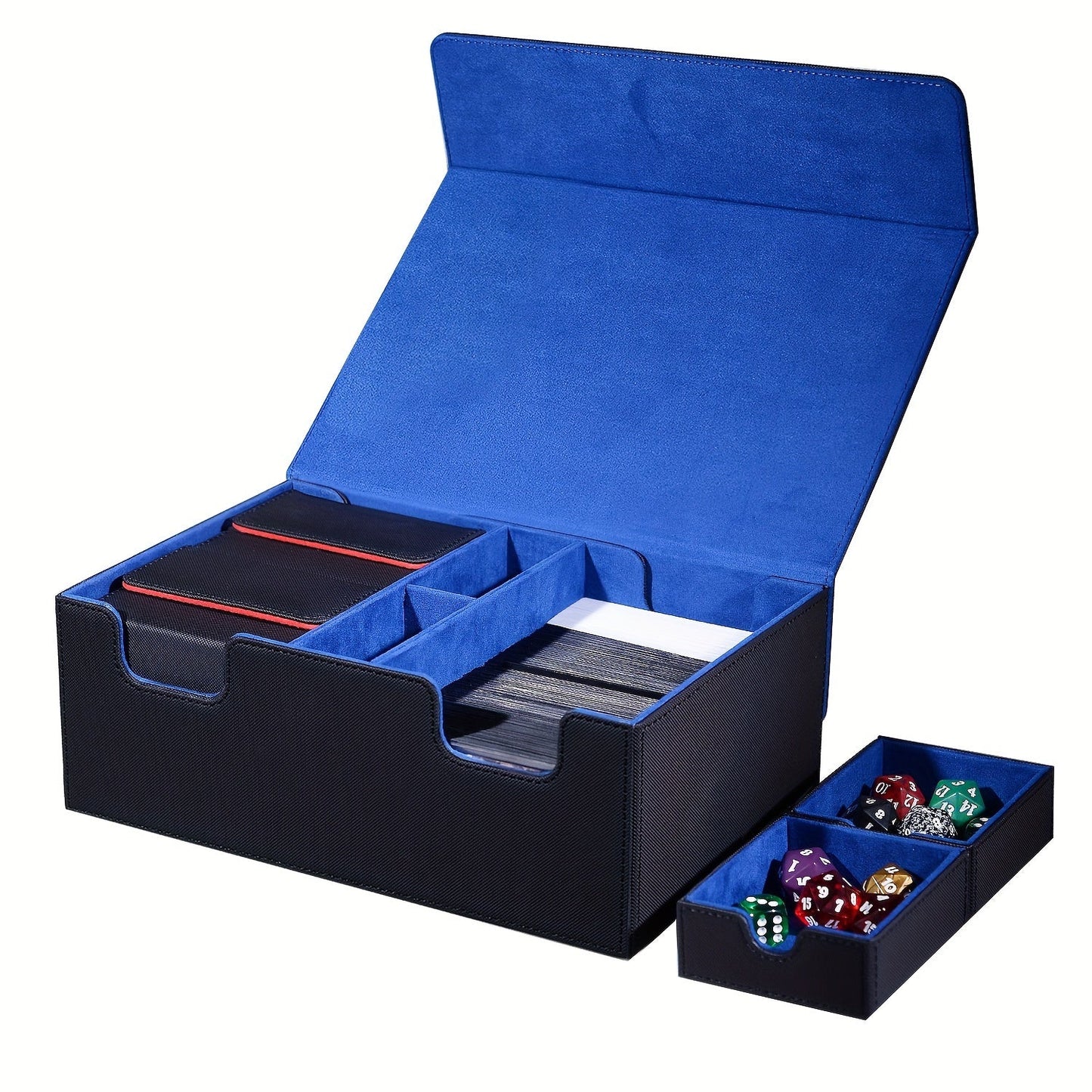 Magnetic Deck Box 600+ Cards High Capacity MTG Card Storage Case 4 Deck Slots with 2 Dice Tray TCG YuGiOh Trading Card Organizer Multiple Colors