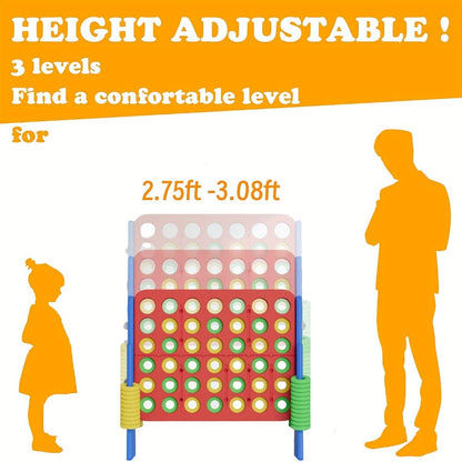 Height Adjustable Giant Connect 4 Game 33–37 Inch – Jumbo 4-in-a-Row Outdoor Yard Game with Quick Release Slider for Teens, Adults & Families, Indoor Outdoor BBQ Birthday Party Tailgate Game Set, Blue Red