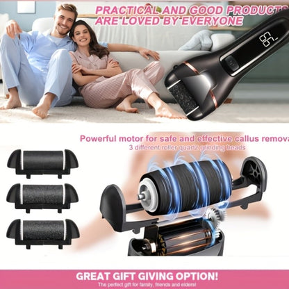 Electric Foot File 14-in-1 Rechargeable Pedicure Kit 3 Roller Heads Dead Skin Callus Remover Portable Foot Scrubber Professional Foot Care Tool for Women Men Black White Silver