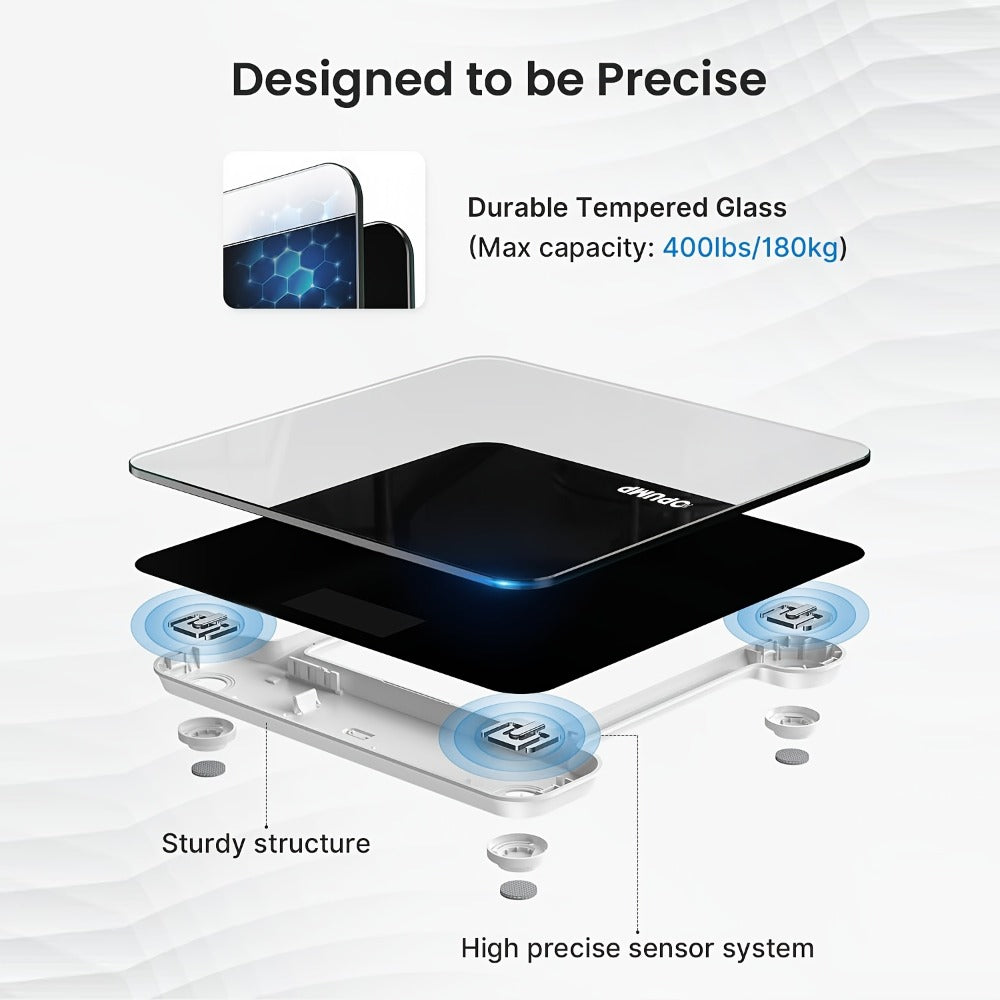 Digital Bathroom Scale High Precision 400 lbs – Electronic Body Weight Scale with Backlit HD LCD Display, kg/lb/st Switchable, Easy Read, Includes Batteries