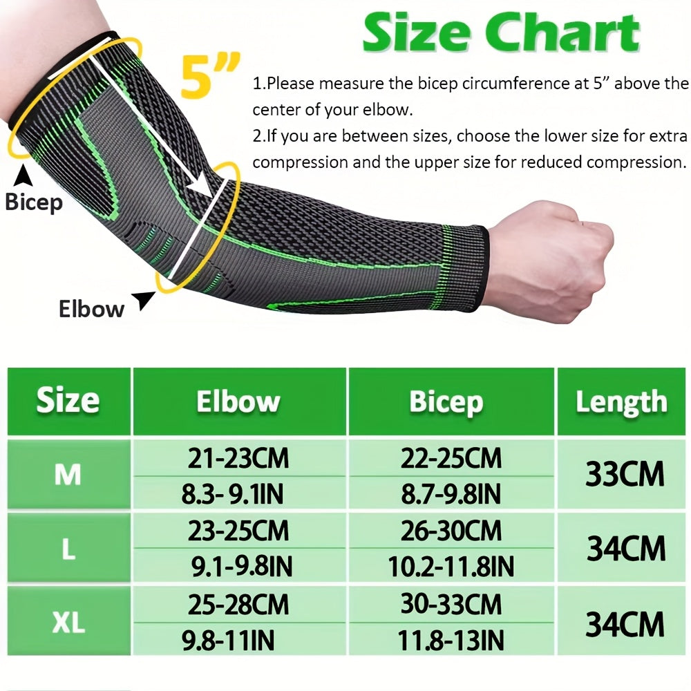 Compression Elbow Brace Arm Sleeves 2pcs Non-Slip Breathable Elbow Support for Tendonitis Tennis Elbow Golfer Elbow Pain Relief for Men Women Basketball Gym Sports