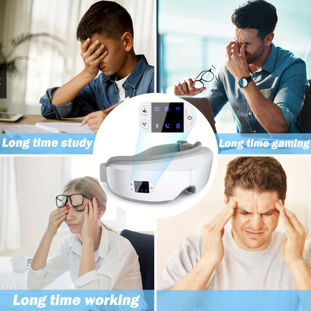 Eye Massager 4D Kneading Vibration Hot Compress Bluetooth Music Massage – Rechargeable Portable Eye Relax Device for Stress Relief