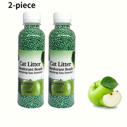 Flushable Cat Litter Deodorizer Beads 2-Pack - Dust-Free Odor Eliminator for Cat Litter Box, Mixed Absorbent Particles, Multiple Scents - Lavender Jasmine Lemon Green Rose, Easy Toilet Disposal