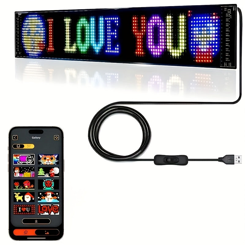 LED Fun Display Compatible for DIY Text/Pictures/Gifs - Devil's Eye Flexible Screen with 5V/36V LED Sign Cable, Car/vehicle Dashboard Display, ized Driving/Riding Companion, Valentine's Gift (DIY Content)