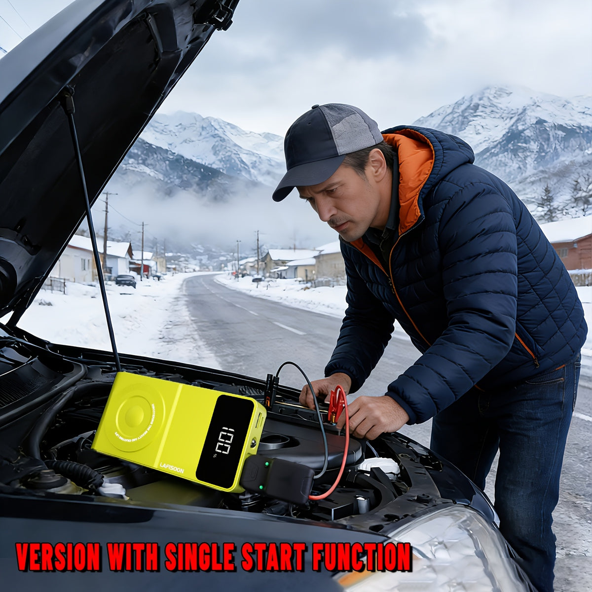 Portable Car Jump Starter & Jump Starter with Air Compressor (Optional), Jump Starter Battery Pack, Current Car Battery Booster, 12V Vehicles (1.98gal Gasoline/ 1.59gal Diesel Engine), Compatible with Sedans, SUVs, Pickup Trucks & Lawn Mowers