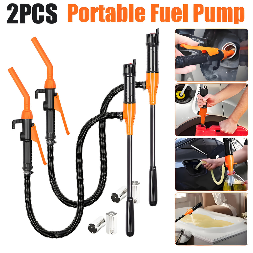 2pcs Portable Transfer Pump, Battery Operated Electric Siphon Pump for Gas, Fuel, Diesel, Fuel Transfer 2.6 GPM Flow Oil Extractor -Easy to Use Hand Fuel Pump, Multi-Use Siphon Fuel Transfer Pump