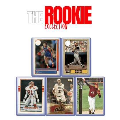 Sports Rookie Card Lot of 5 Cards NBA NFL MLB | Hall of Famers & Stars LeBron James Derek Jeter Barry Bonds | Near Mint Authentic Licensed Collector Gift