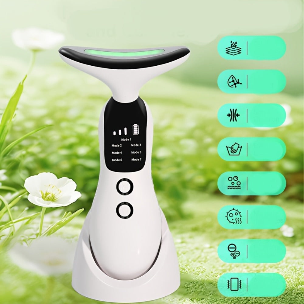 7-in-1 Neck Beauty Device with Base – Multi-Functional Skincare Tool, USB Rechargeable, Anti-Aging Neck Firming & Lifting, Mother's Day Gift for Women