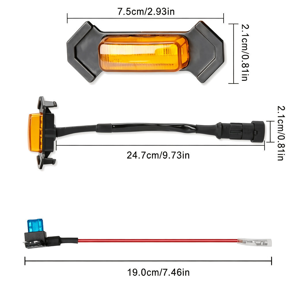 4pcs LED Amber Off-Road Vehicle Lights, LED Grille Lights Set of 4, Amber Accent Lighting Kit for Vehicle Front Grill, 12V Hardwired Automotive Decoration Lights, Universal Fit with LED Source, No Battery Required