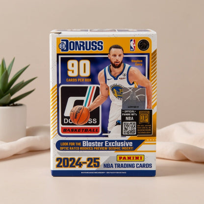 NBA Blaster Box 2024-25 Panini Donruss Basketball – Factory Sealed 6 Packs 90 Cards, Holo Laser Rookies & Inserts, Collector Gift for NBA Fans + 25ct Toploaders