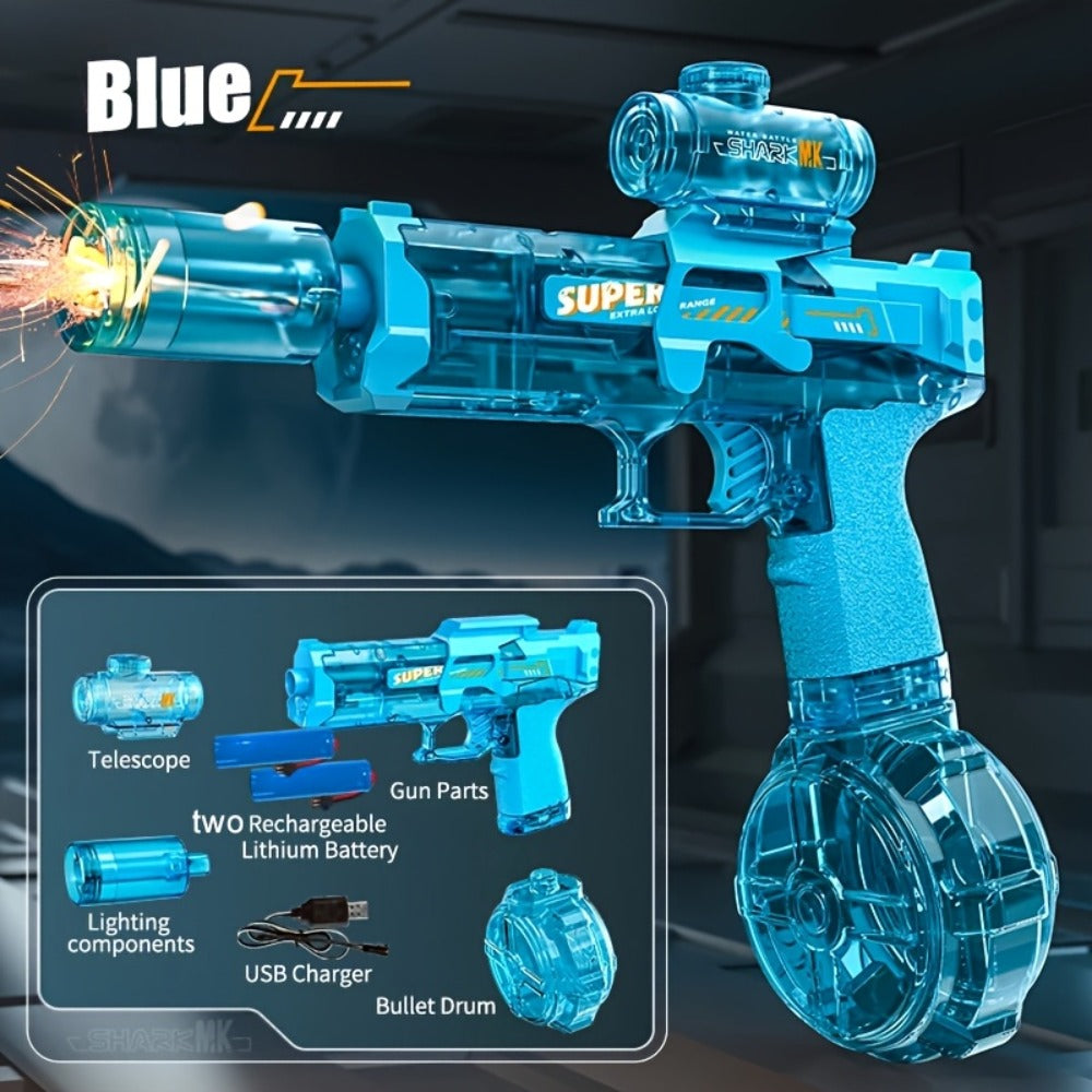 Electric Water Gun High Pressure Automatic Squirt Blaster with LED Flash & USB-C Rechargeable – 40ft Long Range Rapid Fire for Kids Teens Adults, Pool Beach Backyard Summer Outdoor Toy Gift
