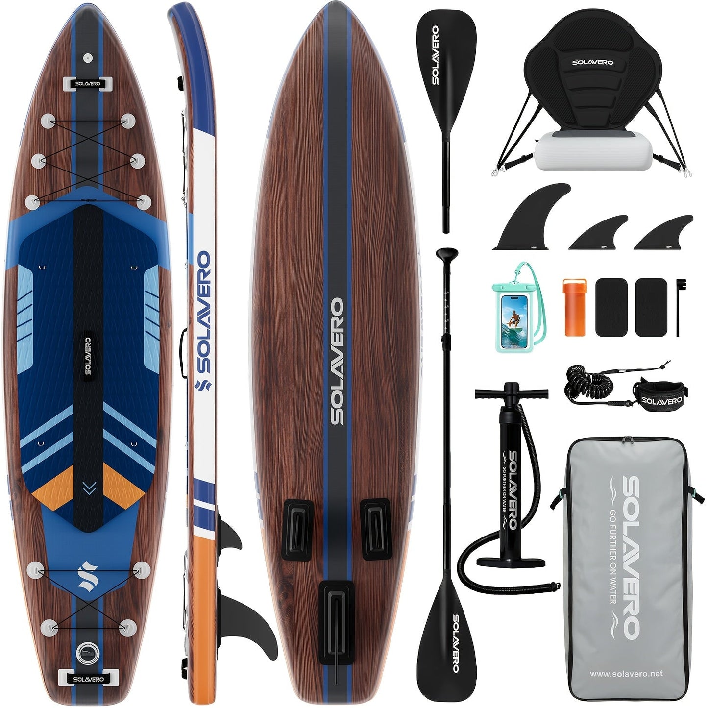 Stand Up Paddle Board Inflatable SUP 10'6" & 11'6" - Non-Slip EVA Deck, 180kg Capacity, All-in-One Accessories Kit with Pump, Adjustable Paddle, Ankle Leash, Phone Pouch & Fins for Yoga Fishing Surfing