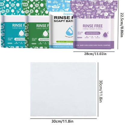 Disposable No-Rinse Foaming Bath Towels - Large 11.81" Body Wipes, Wet & Wipe Cleansing Cloths for Elderly Care, Camping, Post-Surgery, Fitness & Travel, Bulk 50/100/200 Pack, No Shower Needed