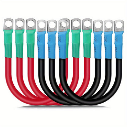 6AWG Battery Inverter Cables - 6-Pack 12-Inch Pure Copper Red & Black Cables with 5/16" Tinned Copper Lugs, PVC Insulated for Car, Truck, Boat, Solar & Battery Pack Parallel or Series Connections