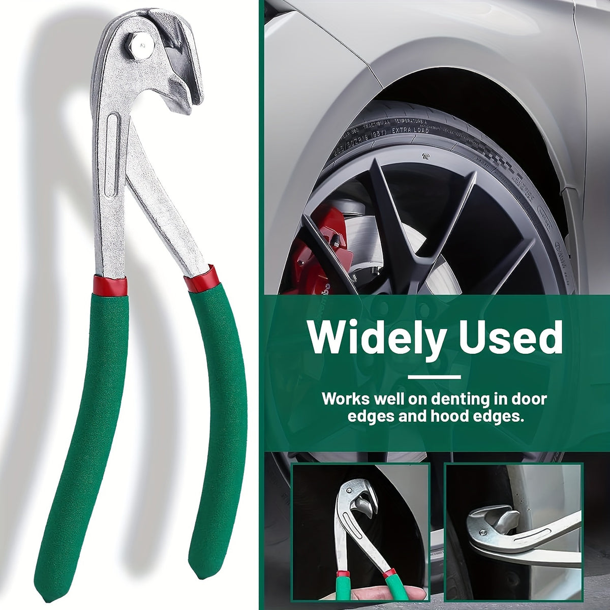 Heavy Duty Body Dent Edge Pliers | Portable Auto Collision Repair Edge Pliers - Door Edge Hawkbill Pliers, Ergonomic Green Handle & Durable Construction, Door Wing Crimping Tool, Stainless Steel Material By Yx&St