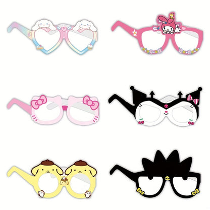 Sanrio Photo Booth Glasses Props 12 Pcs Hello Kitty Kuromi My Melody Cinnamoroll Gudetama – Licensed Paper Party Eyewear for Birthday Party Favors, Holiday Celebrations, Kawaii Themed Events & Seasonal Decor