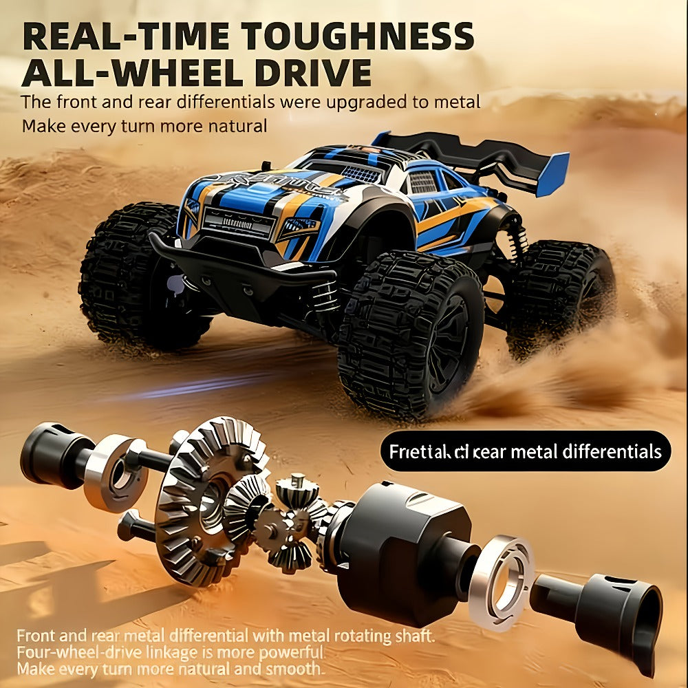 1:18 Scale RC Off-Road Car 35+ KM/H 4WD – 2.4GHz High Speed All-Terrain Remote Control Truck, Hobby Grade RC Racing Crawler for Kids & Adults, Birthday Gift, Blue or Red