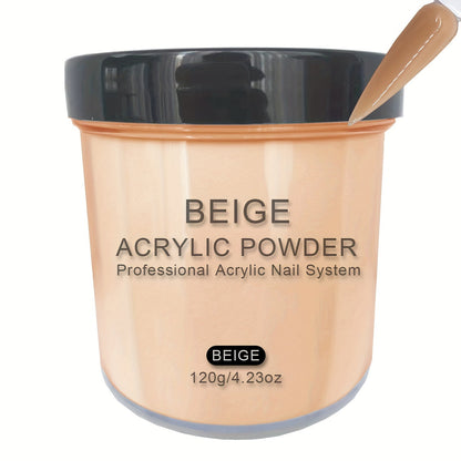 Nude Beige Acrylic Nail Powder 4oz – Natural Sheer Cover Sculpting Powder for Nail Extensions Overlays Enhancements Salon & DIY Manicure Professional System