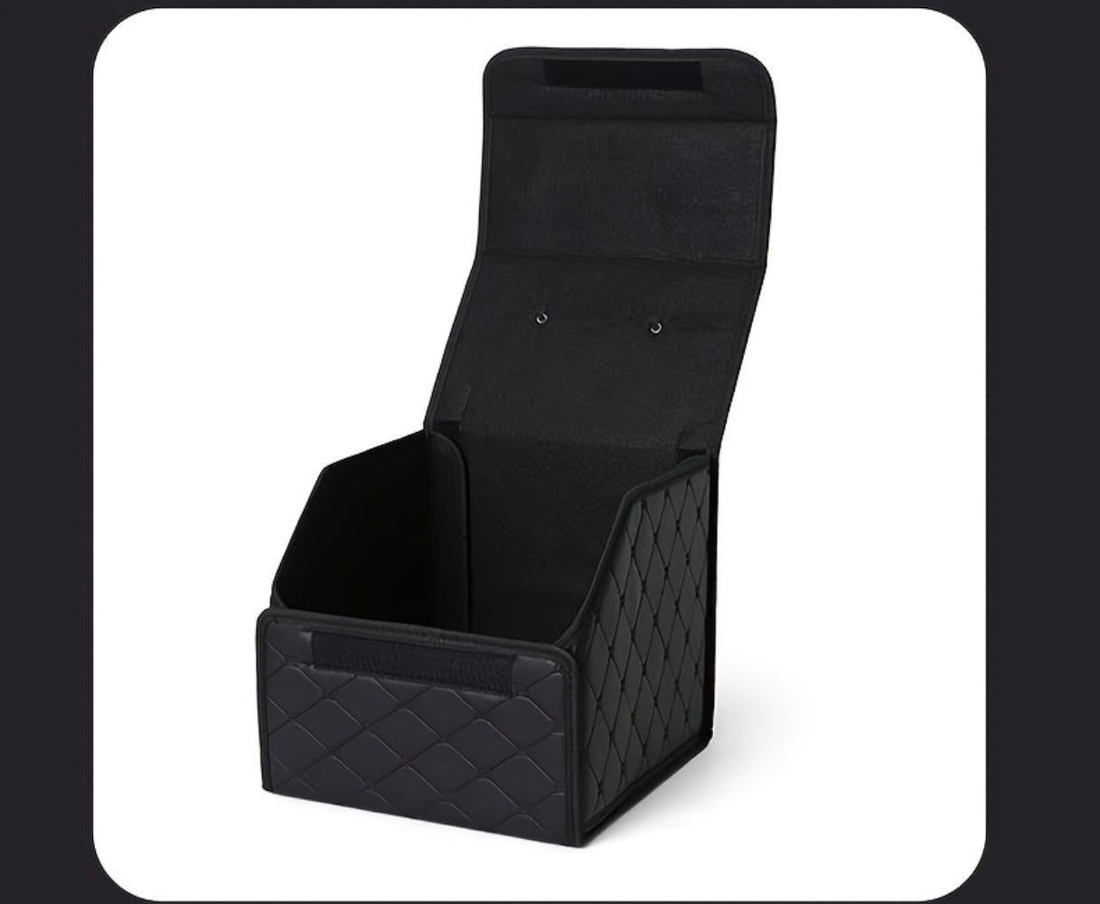 Car Trunk Storage Box Foldable Faux Leather Organizer – High-Capacity 30L/35L Vehicle Cargo Box, Multi-Pocket Space-Saving Trunk Organizer for Women, Daily Use & Road Trips