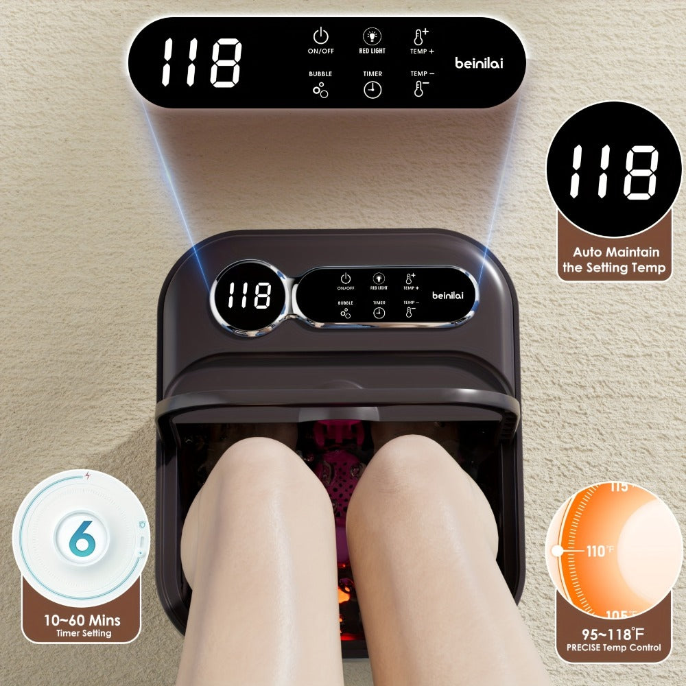 Foldable Foot Spa Bath Massager with Automatic Heating – Temperature-Controlled Foot Soak Basin with Massage Rollers, Bubble Jets & Pedicure Kit, Collapsible Foot Bath for Home Relaxation & Gift