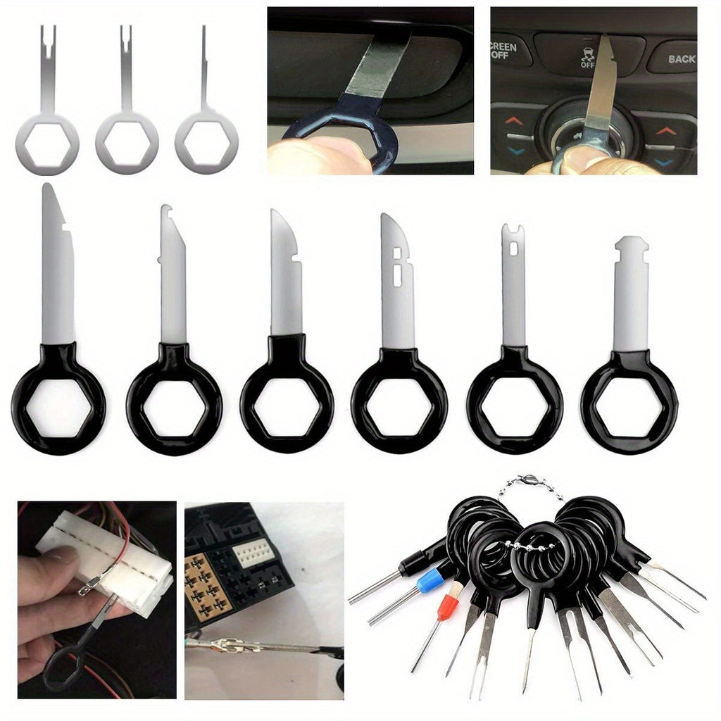 43pcs Set Of Interior Removal Tools, Car Terminal Removal Key Tools, Car Pliers, Audio Removal Tools, Car Interior Repair And Removal Kits, Precision Hook And Pick Sets, Car Film Scrapers, A Good Choice for Daily Use, Birthday Holiday Party Gifts.