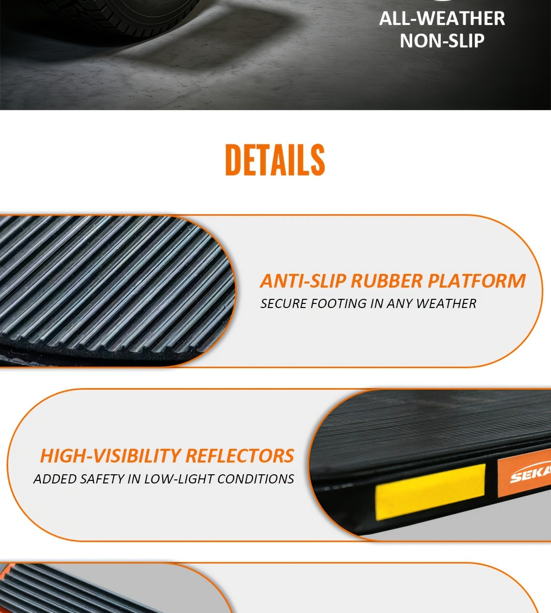 Heavy Duty Foldable Tire Step with Anti-Slip Texture, Adjustable Height, 300/650 LBS Load Capacity, Fits Tires Up to 13.5" And 15" Wide, Portable Roof Rack Climbing Step, Universal Car Additions for Truck SUV Trailer