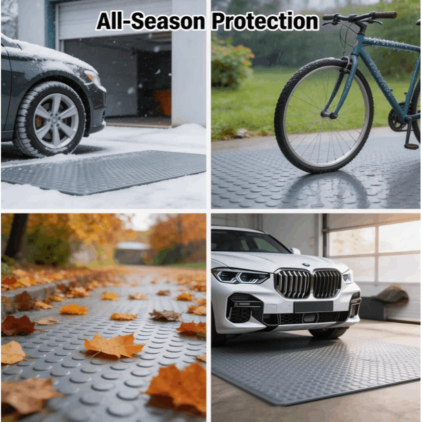 7*16 FTGarage Floor Mat Roll, Heavy Duty PVC Flooring for Under Car Parking, Waterproof RV & Trailer Runner, Stain Resistant Protector, Black