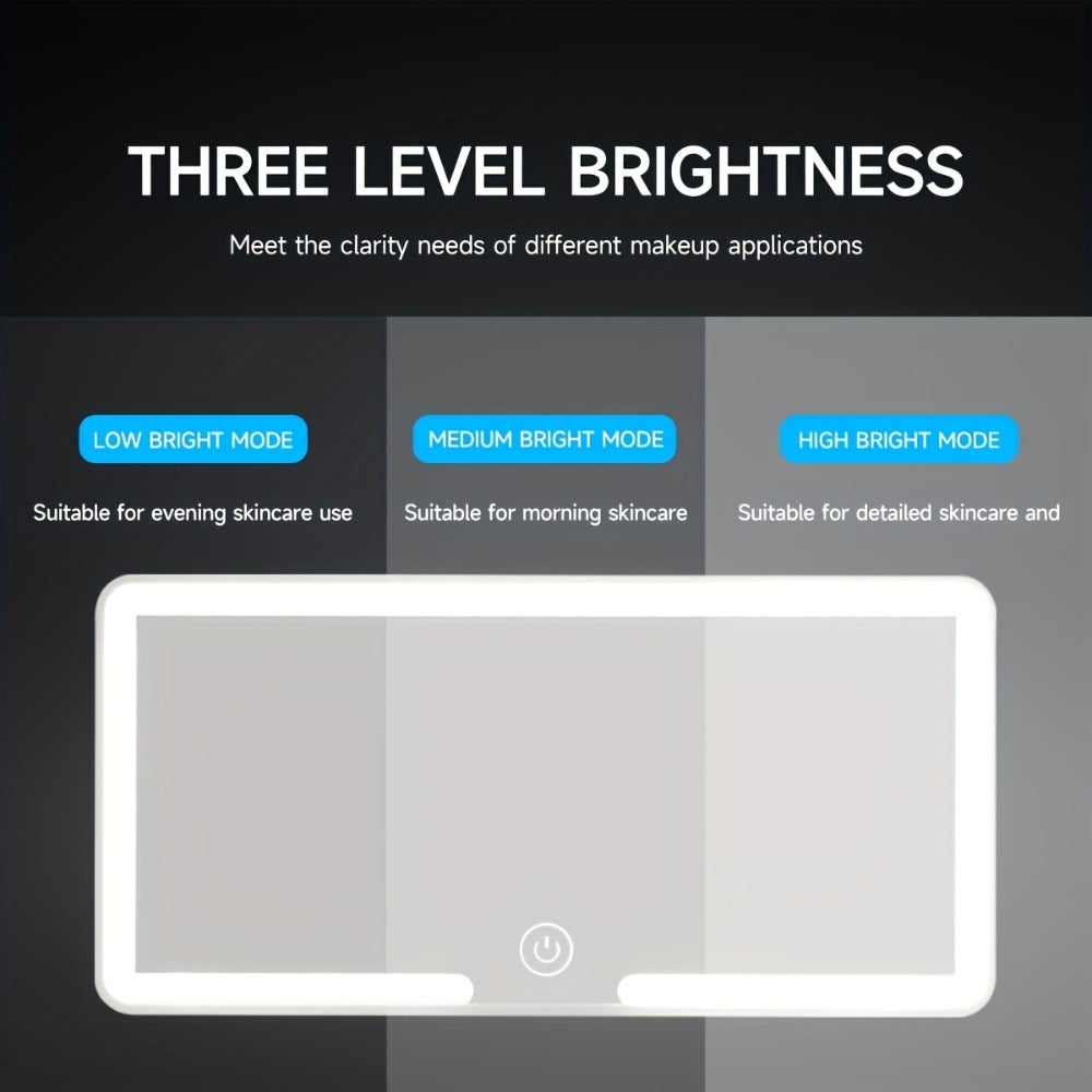 LED Car Visor Mirror Rechargeable – Ultra-Thin Vanity Mirror with 3 Light Modes (Daylight, Dashboard, Cockpit), Universal Fit for Cars, Trucks & SUVs, Gift for Women