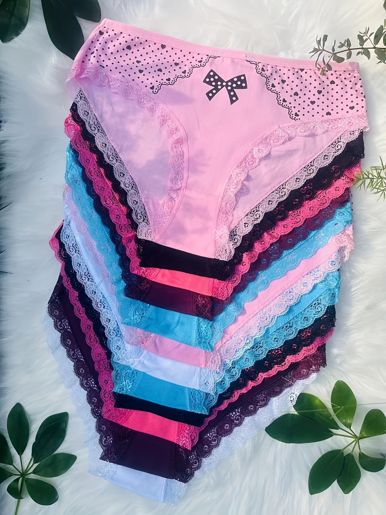 Women's 12-Pack Mid-Rise Briefs - Heart Detail Everyday Comfort - Curve Fit