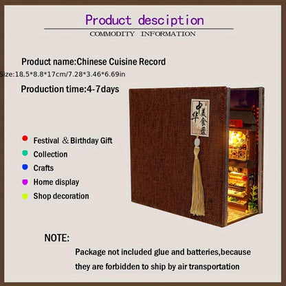 Book Nook Kit Chinese Food Street Miniature Dollhouse 3D Wooden Puzzle Bookshelf Insert DIY Model Building Set for Adults Teens – No Glue Needed Birthday Christmas Housewarming Gift