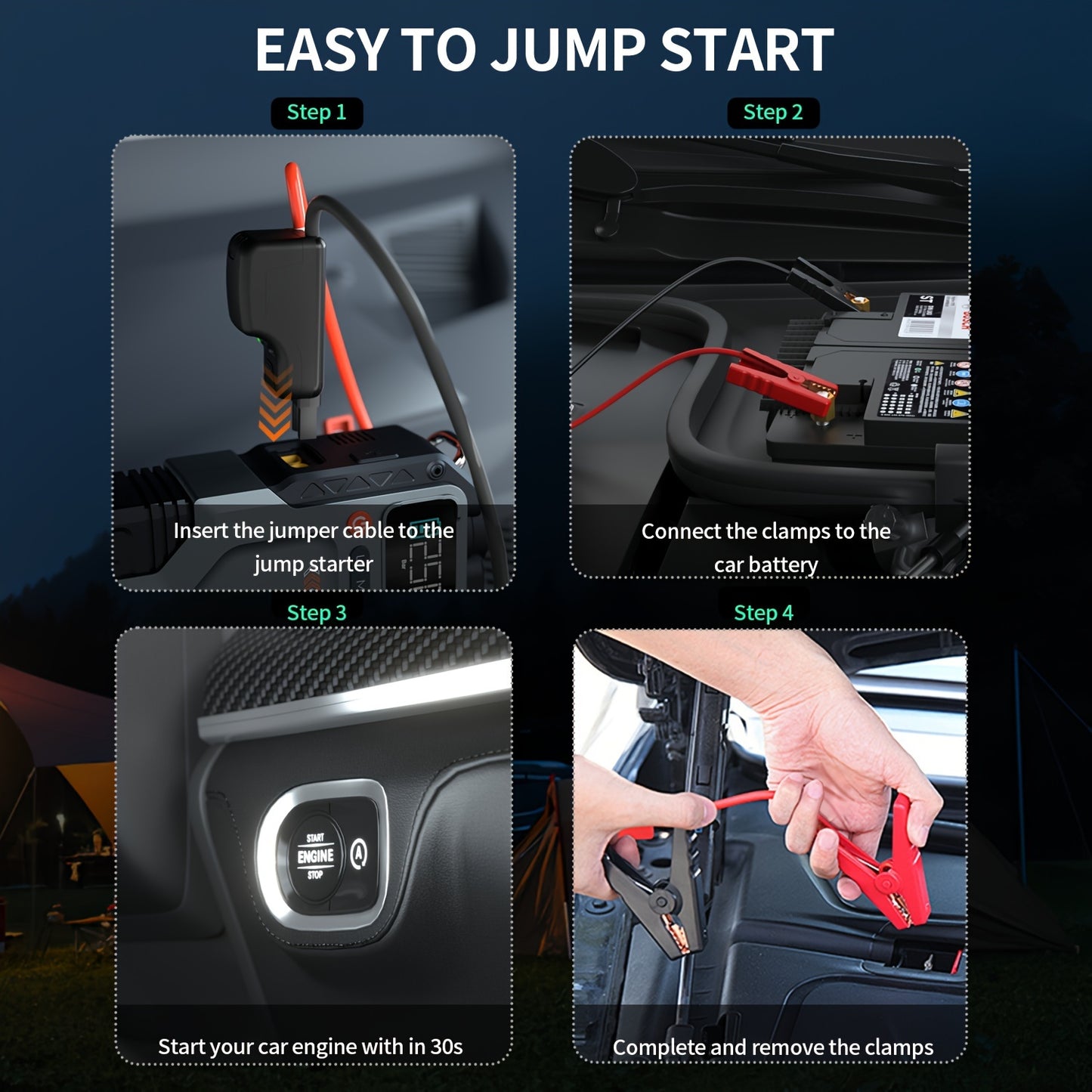 6000A/8000A Jump Starter with 150PSI Air Compressor – 7-in-1 Jump Box with Digital Tire Inflator, Portable Car Battery Charger for 12V Vehicles Up to 2.64gal Gas / 2.38gal Diesel, LED Light & USB Output