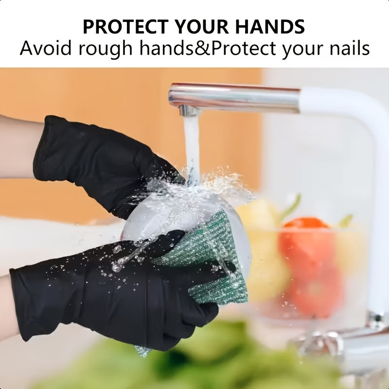 200pcs, Black Nitrile Disposable Gloves, High-Density, Flexible Fit, Chemical Resistant, Industrial-grade Latex-free, Specially Designed For Maintenance Teams, Suitable For Household Cleaning, Tattooing, Painting, Car Washing, Dishwashing