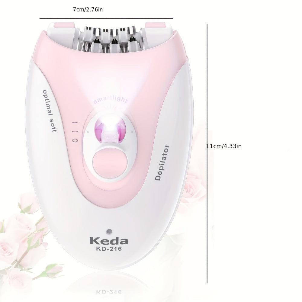 Electric Epilator for Women USB Rechargeable 2-Speed Painless Hair Removal – Stainless Steel Blades Cordless Portable Body Hair Remover for Legs Bikini Line Face, Ergonomic Pink Design, Gift for Her