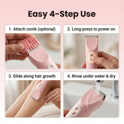 Electric Shaver & Bikini Trimmer for Women Dual Head USB Rechargeable – Multipurpose Face Body Hair Removal for Arms Legs Underarm, Portable Cordless Razor Pink Gift Set